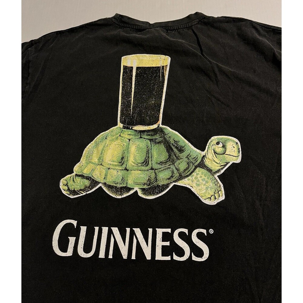 Guinness Beer Brewery Turtle Pint Anticipation Distressed T-Shirt XL Gate Harp